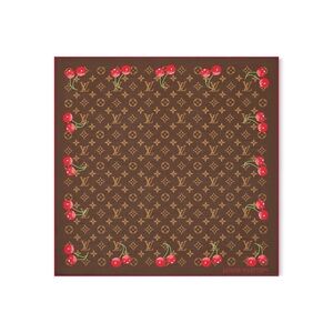 Louis Vuitton LV X TM Silk Monogram Cerise Square Scarf 55 Brown Cherry Cherries
